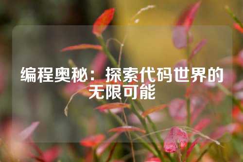 编程奥秘：探索代码世界的无限可能